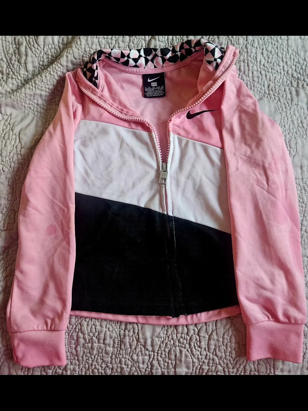 New No Tags Nike Kids Pink, White & Black Colorblock Full Zip Jacket & Leggins